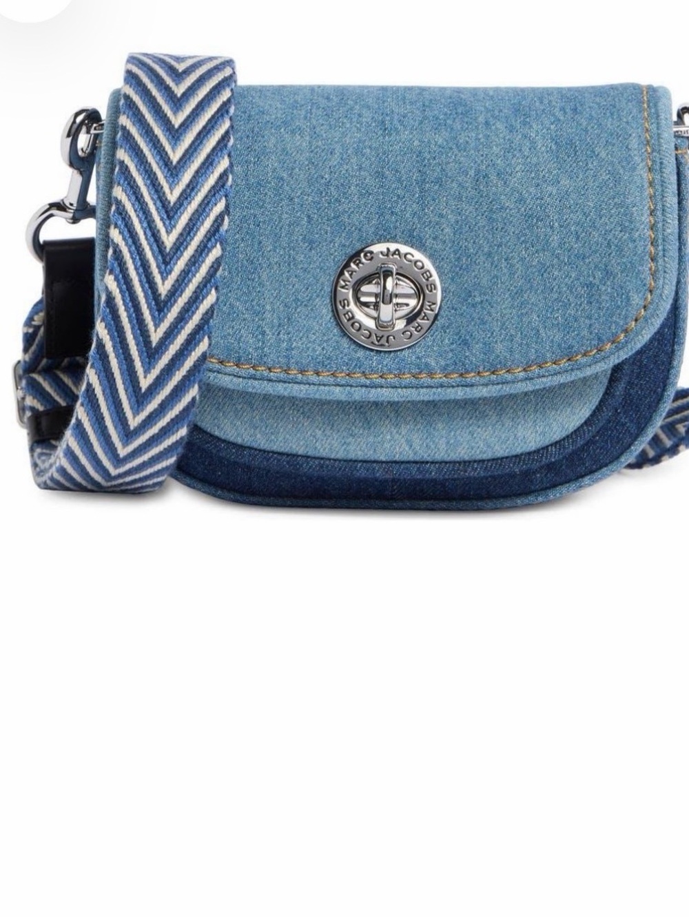 Marc Jacobs βͺοΈ Signet β¨Blue & Cream Chevron Crossbody Strap ONLYβΌοΈ